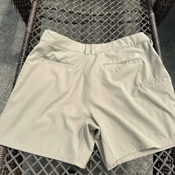 Huk Men's Khaki Flat Front Shorts - Picture 5 of 6